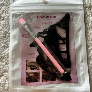 Pink Makeup Brush with  Stencil Set (T13)